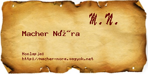 Macher Nóra névjegykártya